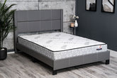 Image of Pinery Grey PU Bed with Vertical Tufting